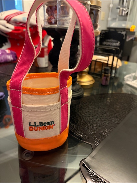 L.L. Bean Handbags - L.L.Bean x Dunkin' Pink & Orange Mini Tote Bag Drink Holder